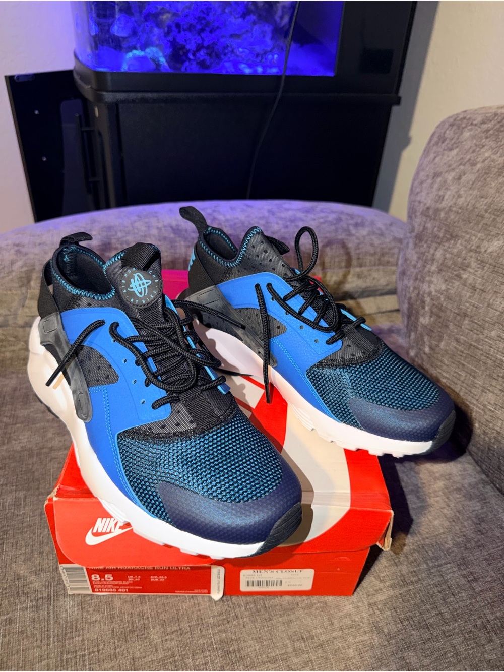 Nike Air Huarache Run Ultra Blue Lagoon Black White Men’s Size 8.5